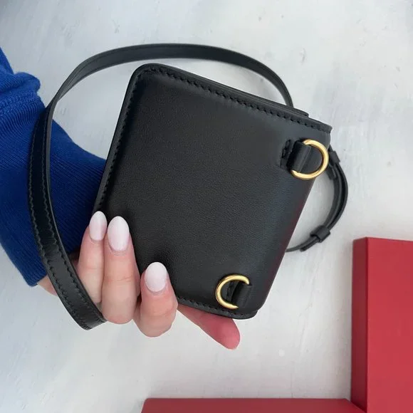 ❌SOLD❌Valentino Garavani Mini Square Bag Black Calfskin Leather Signature VLogo - Picture 8 of 12